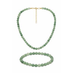 Naszyjnik + bransoletka z kamieni [awenturyn zielony] - MF4104948