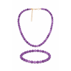 Naszyjnik + bransoletka z kamieni [ametyst lawendowy] - MF4105554