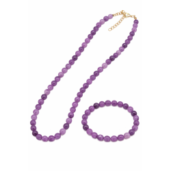 Naszyjnik + bransoletka z kamieni [ametysty lawendowy] - MF4105756