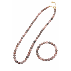 Naszyjnik + bransoletka z kamieni [rodonit] - MF3933635