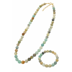 Naszyjnik + bransoletka z kamieni [amazonit] - MF4103635