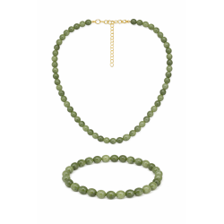 Naszyjnik + Bransoletka z kamieni [awenturyn zielony] - MF4104342