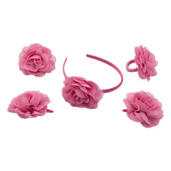 Komplet ozdób do włosów - KPL_CIEMNYRÓŻ
