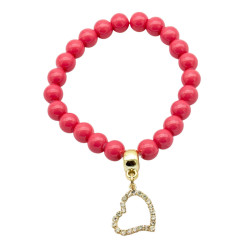 Bransoletka [dżetowe serce] - MF39351-SB