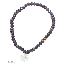 Bransoletka Merebilo Stal 316L z koniczynka [ ametyst ] - MF41995SA