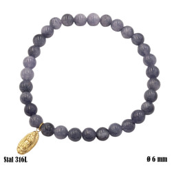 Bransoletka z kamieni z przywieszką Stal 316L [sodalit jasny] -  B8004