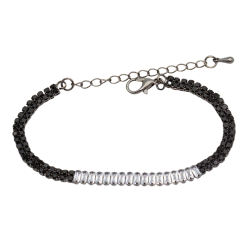 Bransoletka dżetowa czarna - MF41608-B