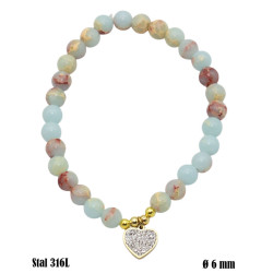 Bransoletka Amazonit 316L [serce] - MF41686-2