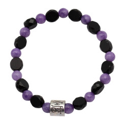 Bransoletka z kamieni [kryształ + ametyst] - B9003