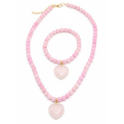 Komplet Naszyjnik + Bransoletka [ Kwarc Różowy ] - MF4108584