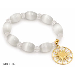 Bransoletka Merebilo Stal 316L [ szkło + kamień ] - BR16003