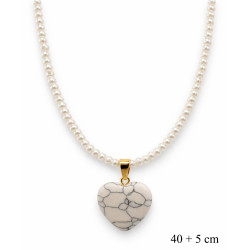 Naszyjnik perłowy [ biały marmur ] - MF37912-5