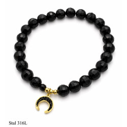 Bransoletka Merebilo Stal 316L [ kryształ czarny ] - BR15006