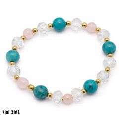 Bransoletka Merebilo Stal 316L [turkus + kryształ] - B15000