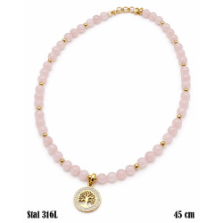 Naszyjnik Merebilo Stal 316L [kwarc różowy] - N28000