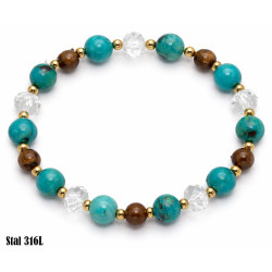 Bransoletka Merebilo Stal 316L [turkus + tygrysie oko] - B15001