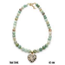 Naszyjnik Merebilo Stal 316L [amazonit Ø 8 mm] - N28004