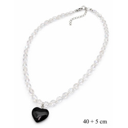Naszyjnik Merebilo kryształ [ opal + howlit czarny ] - NAS18000