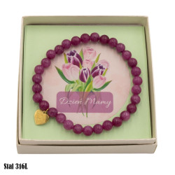 Bransoletka "Dzień Mamy" z kamieni [agat fuksja]MF41046
