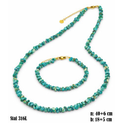 Naszyjnik + Bransoletka Merebilo Stal 316L [turkus] - MF4198887-T