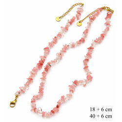 Naszyjnik + Bransoletka Merebilo Stal 316L [ kwarc truskawkowy ] - MF4198788KT