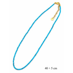 Naszyjnik Merebilo Stal 316L  [ kryształ + turkus ] 2 mm - MF41992NT