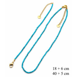 Naszyjnik + Bransoletka Merebilo Stal 316L [ kryształ + turkus ] 2 mm - MF4199293NBT