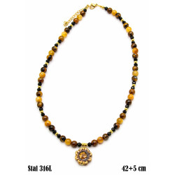 Naszyjnik Stal 316L 14k Ø 6 mm [oko tygrysa] - N26001