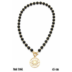 Naszyjnik Stal 316L 14k Ø 8 mm [czarny onyx] - N28005