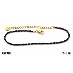 Bransoletka Stal 316L 14k Ø 2 mm [czarny turmalin] - MF41993-BT