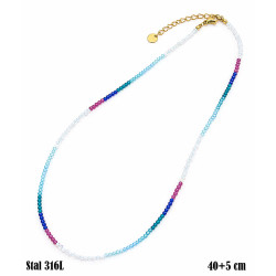 Naszyjnik Kryształ Stal 316L [mix kolor 2 mm] - MF41991-F