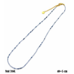 Naszyjnik Kryształ Stal 316L [szafir 2 mm] - MF41991-E
