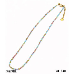 Naszyjnik Kryształ Stal 316L [mix niebieski + topaz 2 mm] - MF41991-C