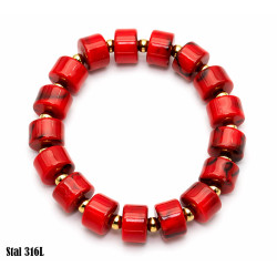 Bransoletka Stal 316L [imitacja korala tworzywo] - MF41769-B