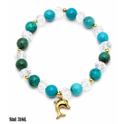 Bransoletka Merebilo Stal 316L [delfin mix turkus Ø 6 mm] - B13002