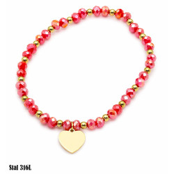 Bransoletka Kryształ Stal 316L 14k [jasny czerwony] - MF26298-A7