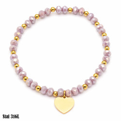 Bransoletka Kryształ Stal 316L 14k [wrzos] - MF26298-A5