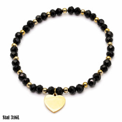 Bransoletka Kryształ Stal 316L 14k [czarny-kryształ] - MF26298-A3