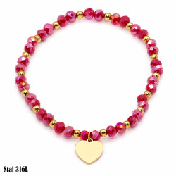 Bransoletka Kryształ Stal 316L 14k [czerwony mat] - MF26298-A2