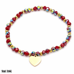 Bransoletka Kryształ Stal 316L 14k [burgund mat] - MF26298-A1