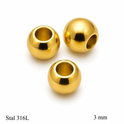 Elementy do biżuterii z Stali Kuleczki dystansowe 3 mm [ 100 sztuk ] - MF42280-3