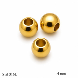 Elementy do biżuterii z Stali Kuleczki dystansowe 4 mm [ 100 sztuk ] - MF42280-4