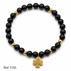 Bransoletka Merebilo Stal 316L [ czarny turmalin 6 mm  ] - MF42474A