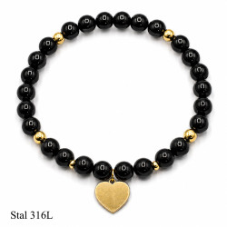 Bransoletka Merebilo Stal 316L [ czarny turmalin 6 mm ] - MF42474B