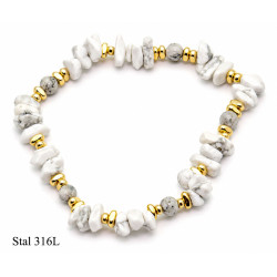 Bransoletka Merebilo Stal 316L [ howlit biały ] - MF42498-4
