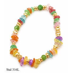 Bransoletka Merebilo Stal 316L [ Mix agat kolor ] - MF42498-10