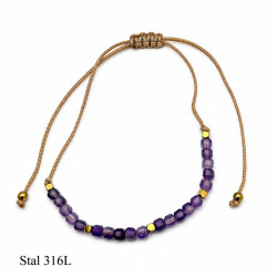 Bransoletka Stal 316L [ ametyst ] - MF42483-2