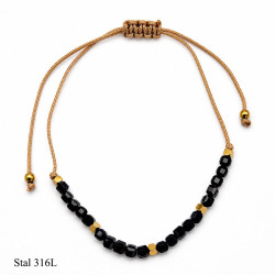 Bransoletka Stal 316L [ turmalin czarny ] - MF42483-4