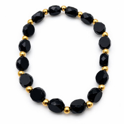Bransoletka z kamieni naturalnych Stal 316L [ kryształ czarny 8 mm ] - MF42463-2