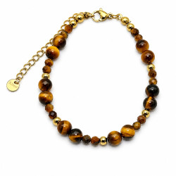 Bransoletka z kamieni naturalnych Stal 316L [ oko tygrysa 4 mm / 6 mm ] - BRAN18056